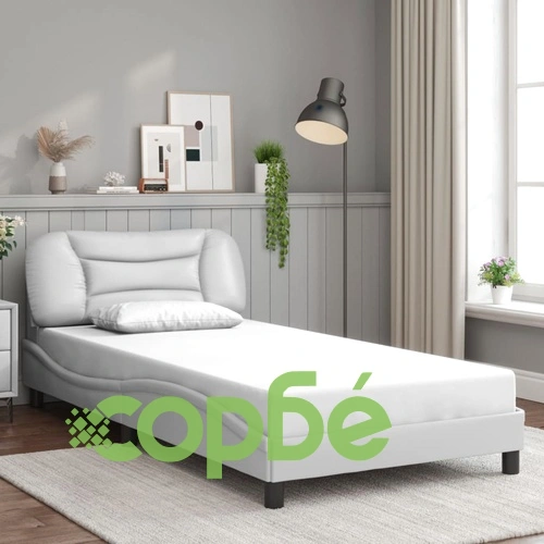 Рамка за легло с LED осветление бяла 100x200 см изкуствена кожа ➤ топ цена ➤ sorbe.bg