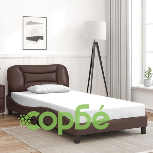 Рамка за легло с LED осветление, кафява, 100x200 см, еко кожа ➤ топ цена ➤ sorbe.bg