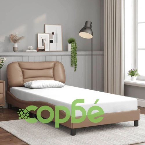 Рамка за легло с LED осветление, капучино, 100x200 см, еко кожа ➤ топ цена ➤ sorbe.bg