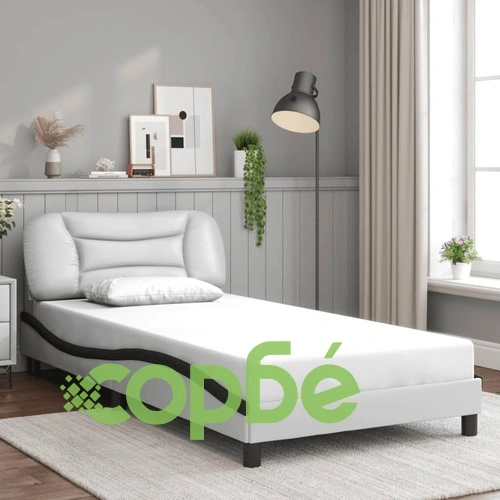 Рамка за легло с LED осветление бяло и черно 100x200см еко кожа ➤ топ цена ➤ sorbe.bg