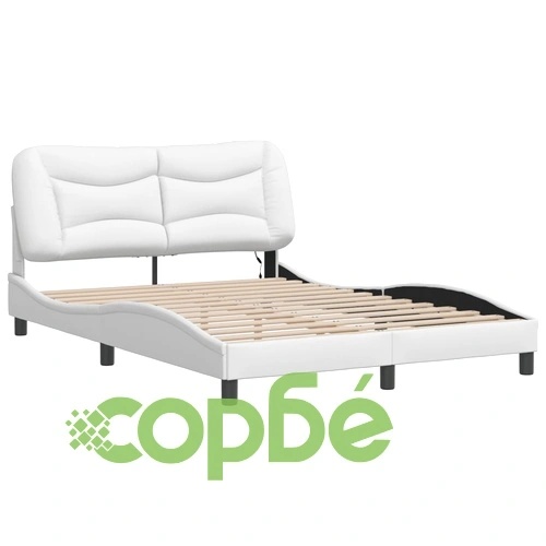 Рамка за легло с LED осветление бяла 120x200 см изкуствена кожа ➤ топ цена ➤ sorbe.bg