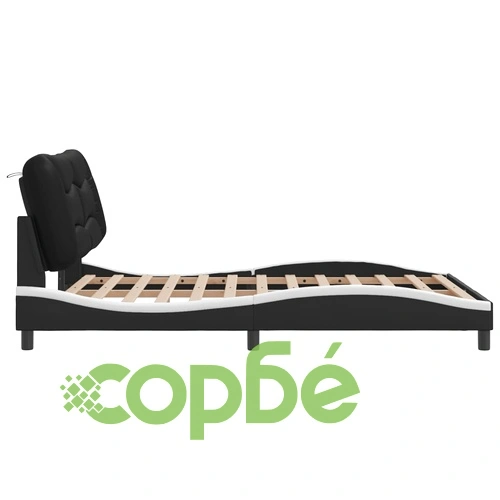Рамка за легло с LED осветление черно и бяло 120x200см еко кожа ➤ топ цена ➤ sorbe.bg