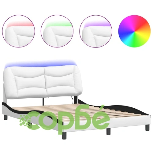 Рамка за легло с LED осветление бяло и черно 120x200см еко кожа ➤ топ цена ➤ sorbe.bg