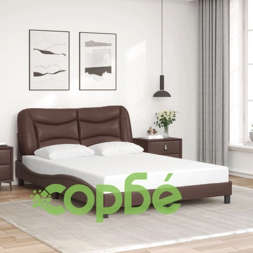 Рамка за легло LED осветление кафява 140x190 см изкуствена кожа ➤ топ цена ➤ sorbe.bg