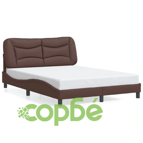 Рамка за легло LED осветление кафява 140x190 см изкуствена кожа ➤ топ цена ➤ sorbe.bg