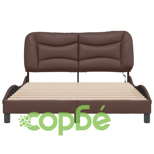 Рамка за легло LED осветление кафява 140x190 см изкуствена кожа ➤ топ цена ➤ sorbe.bg