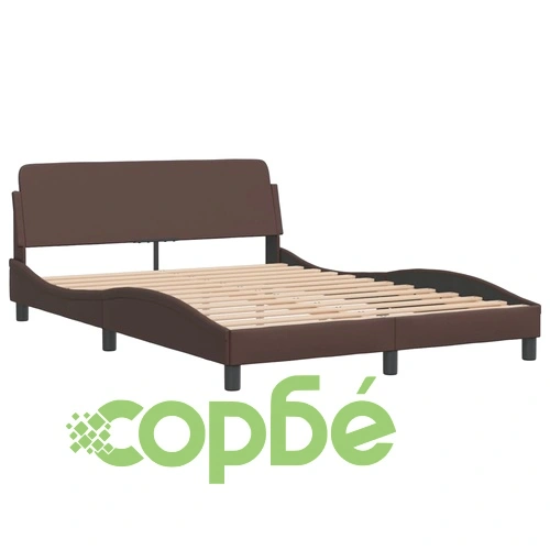 Рамка за легло LED осветление кафява 140x190 см изкуствена кожа ➤ топ цена ➤ sorbe.bg