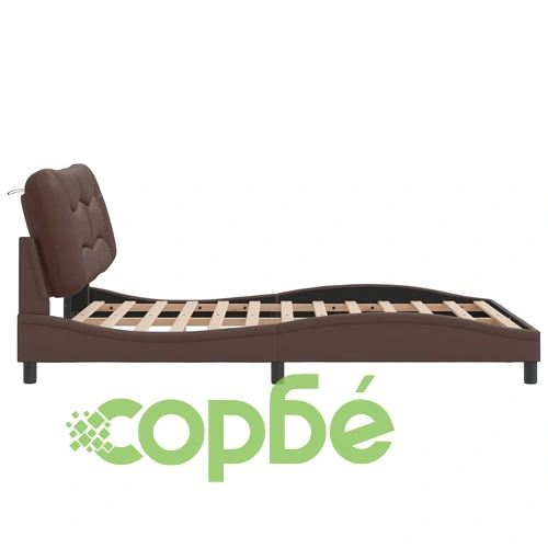 Рамка за легло LED осветление кафява 140x190 см изкуствена кожа ➤ топ цена ➤ sorbe.bg