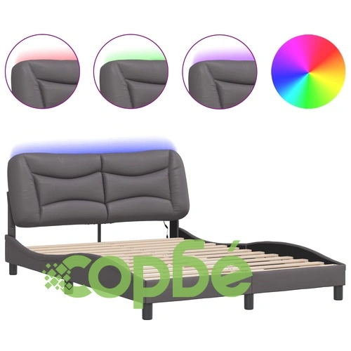 Рамка за легло LED осветление сива 140x190 см изкуствена кожа ➤ топ цена ➤ sorbe.bg