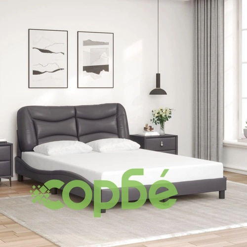 Рамка за легло LED осветление сива 140x190 см изкуствена кожа ➤ топ цена ➤ sorbe.bg