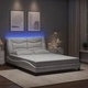 Рамка за легло с LED осветление, бяла, 140x200 cм, еко кожа