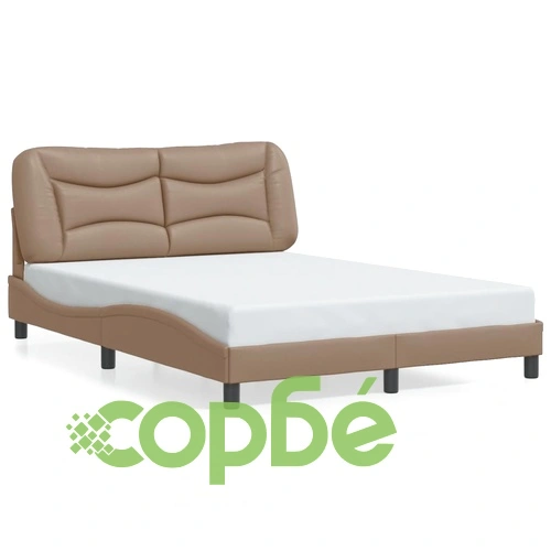 Рамка за легло с LED осветление, капучино, 140x200 cм, еко кожа ➤ топ цена ➤ sorbe.bg