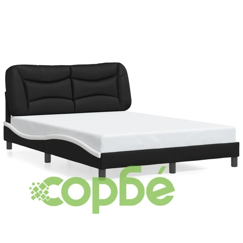 Рамка за легло с LED осветление черно-бяла 140x200 cм еко кожа ➤ топ цена ➤ sorbe.bg