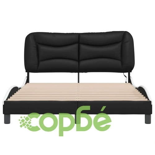 Рамка за легло с LED осветление черно-бяла 140x200 cм еко кожа ➤ топ цена ➤ sorbe.bg