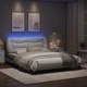 Рамка за легло с LED осветление бяло-черна 160x200 cм еко кожа
