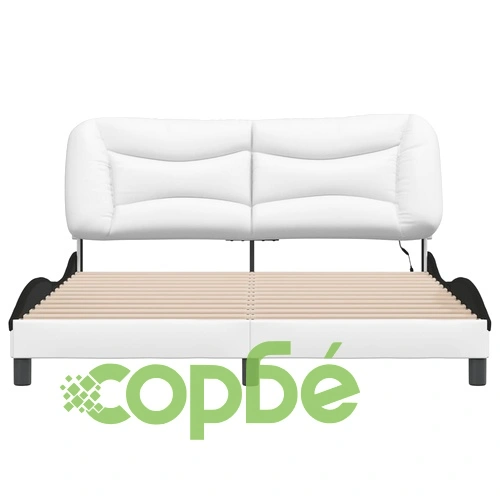 Рамка за легло с LED осветление бяло-черна 160x200 cм еко кожа ➤ топ цена ➤ sorbe.bg