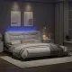Рамка за легло с LED осветление бяло-черна 180x200 см еко кожа