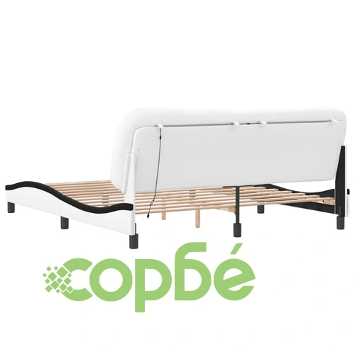 Рамка за легло с LED осветление бяло-черна 180x200 см еко кожа ➤ топ цена ➤ sorbe.bg