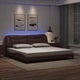 Рамка за легло с LED осветление, кафява, 200x200 см, еко кожа
