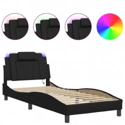 Рамка за легло с LED осветление черна 80x200 см изкуствена кожа