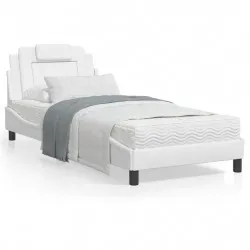 Рамка за легло с LED осветление бяла 80x200 см изкуствена кожа