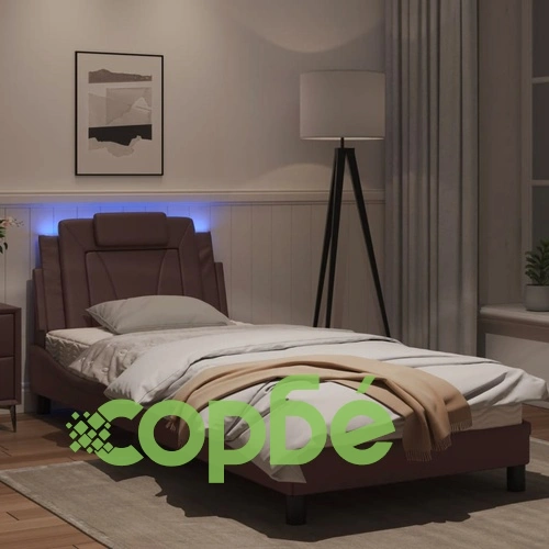 Рамка за легло с LED осветление кафява 80x200см изкуствена кожа ➤ топ цена ➤ sorbe.bg