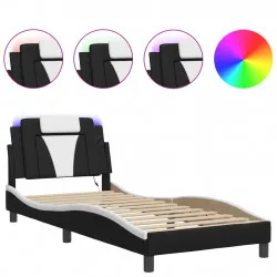 Рамка за легло с LED осветление черно и бяло 80x200 см еко кожа