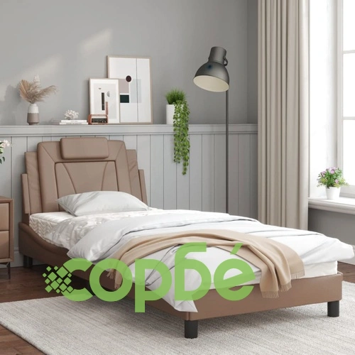 Рамка за легло с LED осветление, капучино, 90x190 см, еко кожа ➤ топ цена ➤ sorbe.bg