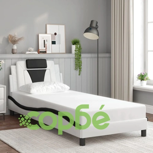 Рамка за легло с LED осветление бяла и черно 90x190 см еко кожа ➤ топ цена ➤ sorbe.bg