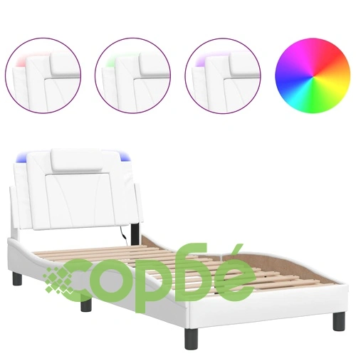 Рамка за легло с LED осветление бяла 90x200 см изкуствена кожа ➤ топ цена ➤ sorbe.bg