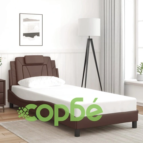 Рамка за легло с LED осветление кафява 90x200см изкуствена кожа ➤ топ цена ➤ sorbe.bg