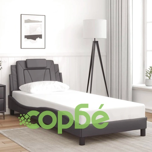 Рамка за легло с LED осветление сива 90x200 см изкуствена кожа ➤ топ цена ➤ sorbe.bg