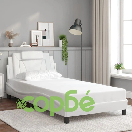 Рамка за легло с LED осветление бяла 100x200 см изкуствена кожа ➤ топ цена ➤ sorbe.bg