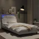 Рамка за легло с LED осветление бяла 100x200 см изкуствена кожа