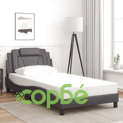 Рамка за легло с LED осветление сива 100x200 см изкуствена кожа ➤ топ цена ➤ sorbe.bg