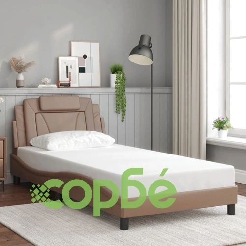 Рамка за легло с LED осветление, капучино, 100x200 см, еко кожа ➤ топ цена ➤ sorbe.bg