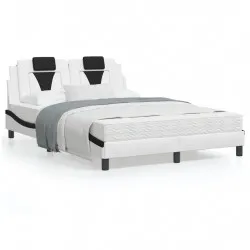 Рамка за легло с LED осветление бяло и черно 120x200см еко кожа