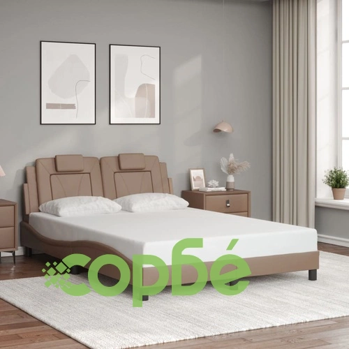 Рамка за легло с LED осветление, капучино, 140x190 см, еко кожа ➤ топ цена ➤ sorbe.bg
