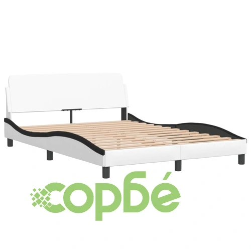 Рамка за легло с LED осветление бяло-черна 140x190 см еко кожа ➤ топ цена ➤ sorbe.bg