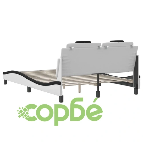 Рамка за легло с LED осветление бяло-черна 140x190 см еко кожа ➤ топ цена ➤ sorbe.bg