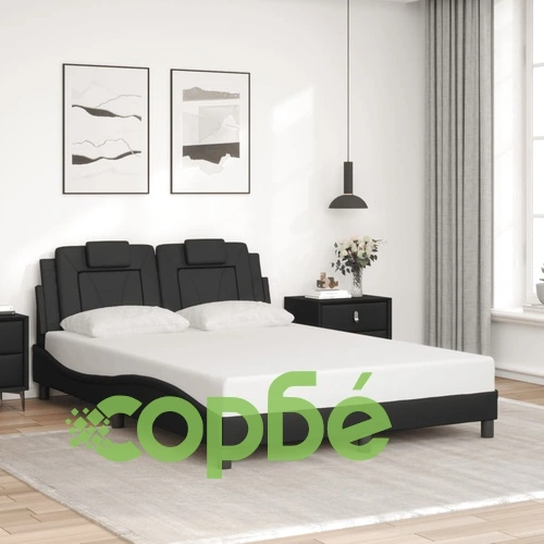 Рамка за легло с LED осветление, сива, 140x200 cм, еко кожа ➤ топ цена ➤ sorbe.bg