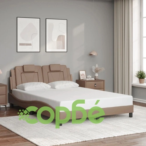 Рамка за легло с LED осветление, капучино, 140x200 cм, еко кожа ➤ топ цена ➤ sorbe.bg