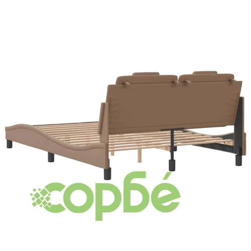 Рамка за легло с LED осветление, капучино, 140x200 cм, еко кожа ➤ топ цена ➤ sorbe.bg