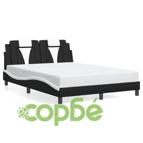Рамка за легло с LED осветление черно-бяла 140x200 cм еко кожа ➤ топ цена ➤ sorbe.bg