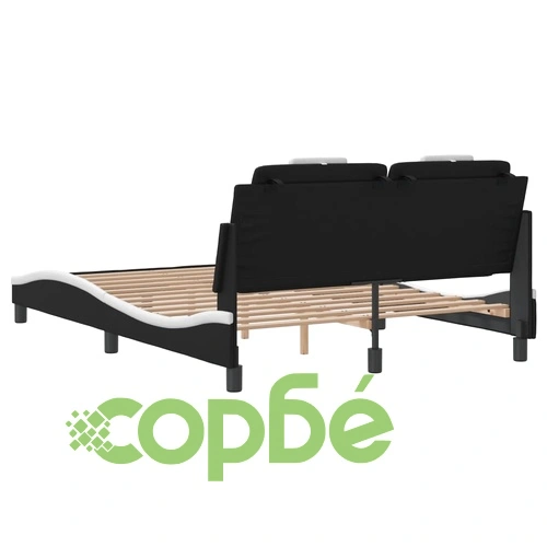 Рамка за легло с LED осветление черно-бяла 140x200 cм еко кожа ➤ топ цена ➤ sorbe.bg