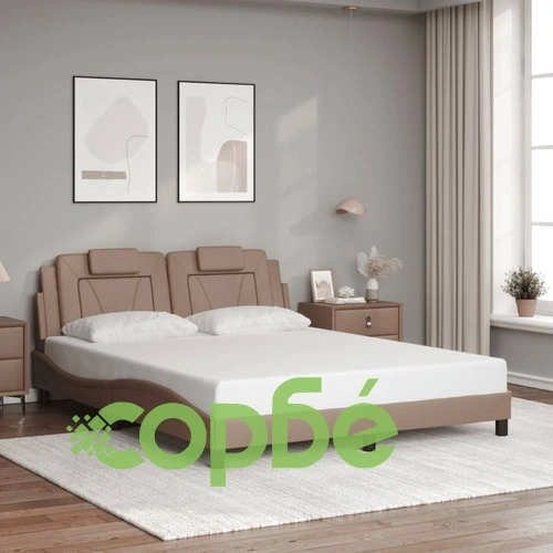 Рамка за легло с LED осветление, капучино, 160x200 cм, еко кожа ➤ топ цена ➤ sorbe.bg