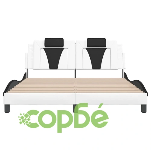 Рамка за легло с LED осветление бяло-черна 160x200 cм еко кожа ➤ топ цена ➤ sorbe.bg