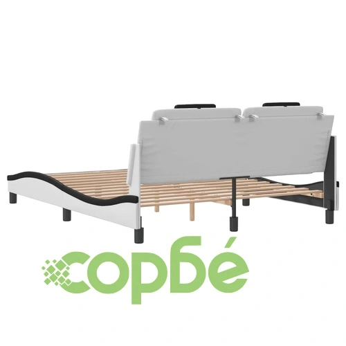 Рамка за легло с LED осветление бяло-черна 160x200 cм еко кожа ➤ топ цена ➤ sorbe.bg