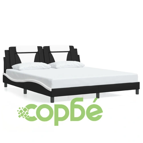 Рамка за легло с LED осветление черно-бяла 180x200 см еко кожа ➤ топ цена ➤ sorbe.bg