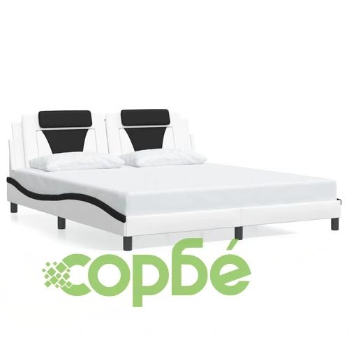 Рамка за легло с LED осветление бяло-черна 180x200 см еко кожа ➤ топ цена ➤ sorbe.bg